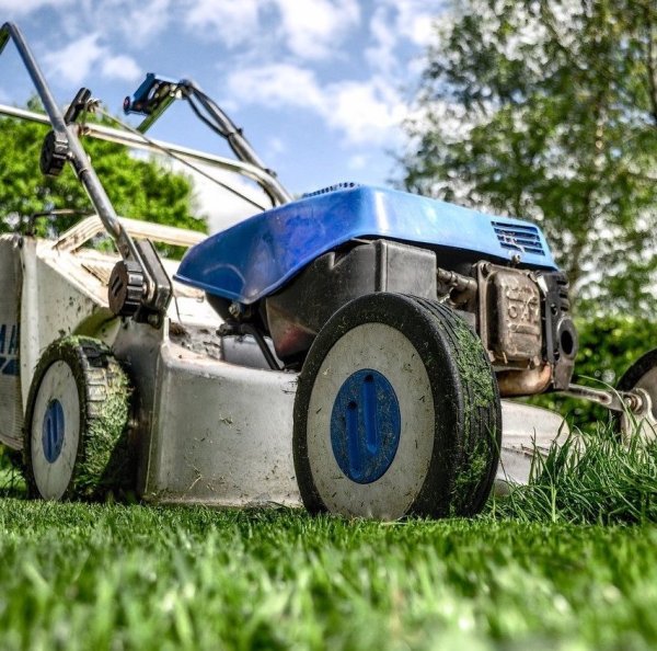 blue lawnmower