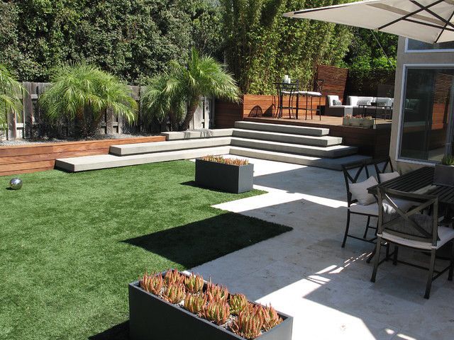 backyard landscaping sitting area